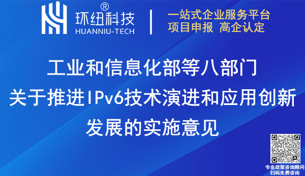 關(guān)于推進IPv6技術(shù)演進和應(yīng)用創(chuàng)新發(fā)展的實施意見